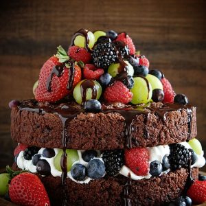 Skinny Chocolate Naked Cake with Fresh Fruit!