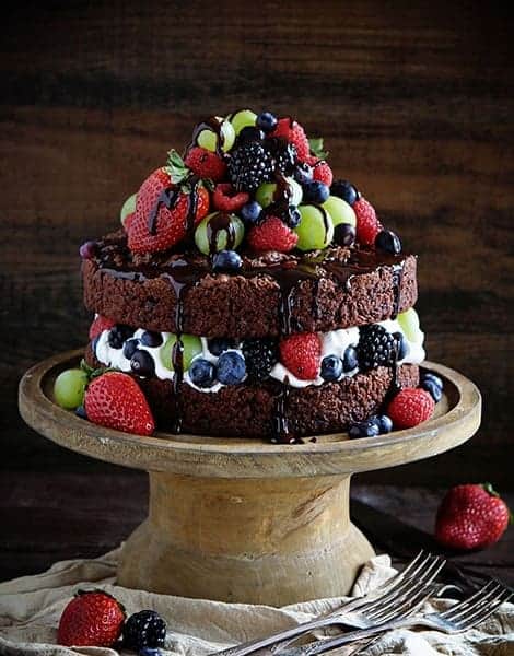 Skinny Chocolate Naked Cake with Fresh Fruit!