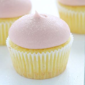 Lemon Cupcakes with Strawberry Buttercream!