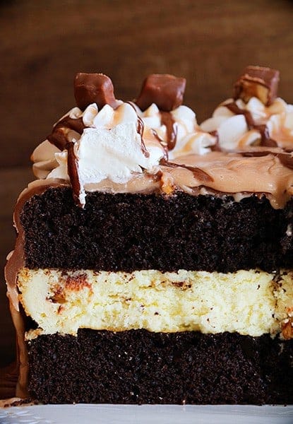 Snickers Cheesecake Cake!