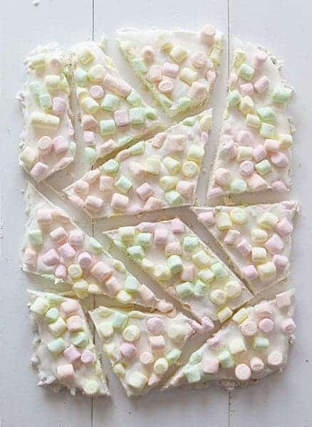 White Chocolate Crispy Marshmallow Bark - i am baker