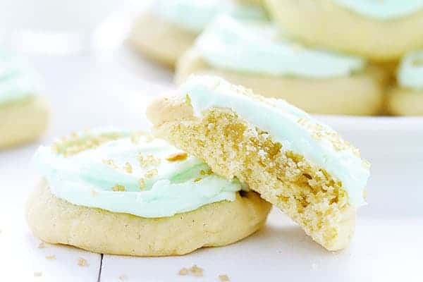 Simple Sugar Cookies with Green Buttercream and Gold Sprinkles!