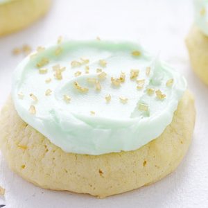 Simple Sugar Cookies with Green Buttercream and Gold Sprinkles!