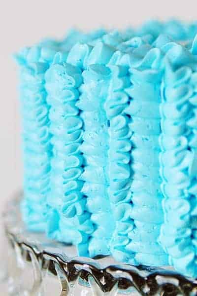 Blue Ruffle Cake with leaf tip