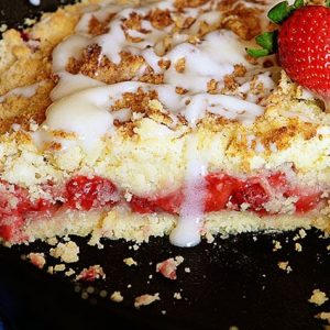 Strawberry Crumb Bars in a Skillet