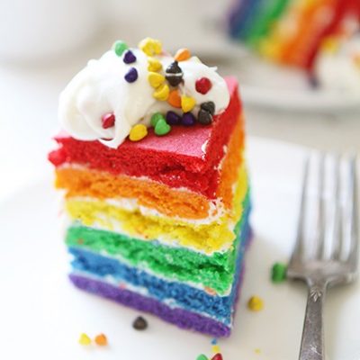 Rainbow Cookie Cake with Rainbow Chip Frosting!