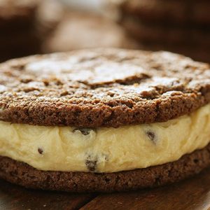 Chocolate Cookie with Cookie Dough filling~ the ultimate cookie sandwich!
