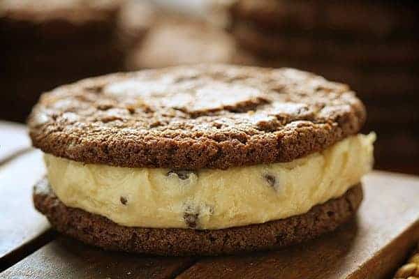 Chocolate Cookie with Cookie Dough filling~ the ultimate cookie sandwich!