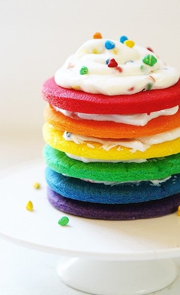 Rainbow Cookie Cake with Rainbow Chip Frosting!