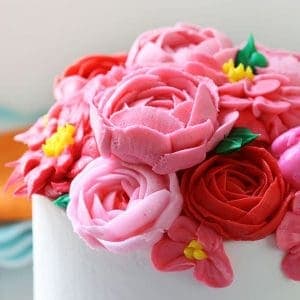 Pink Buttercream Flower Cake inspired by HGTV