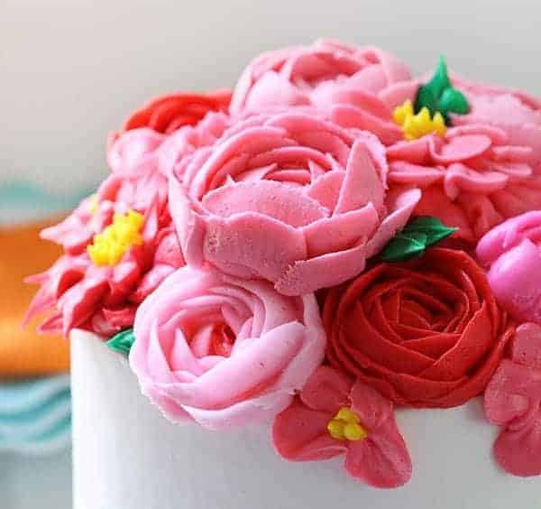 Pink Buttercream Flower Cake inspired by HGTV