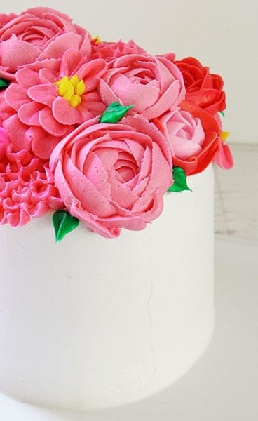 Pink Buttercream Flower Cake inspired by HGTV