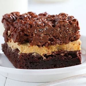 Double Chocolate Brownies with Pumpkin Frosting and Chocolate Krispy Cereal Topping!