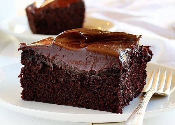 Piece of Chocolate Craving Cake on a White Plate with Fork. Cake, Baking, Chocolate Cake, Small Chocolate Cake, chocolate cake for two, Dessert, Easy Cakes, baking Recipes, I am baker, iambaker