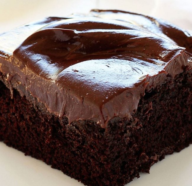 Close up of Chocolate Craving Cake with Sour Cream Frosting. Cake, Baking, Chocolate Cake, Small Chocolate Cake, chocolate cake for two, Dessert, Easy Cakes, baking Recipes, I am baker, iambaker