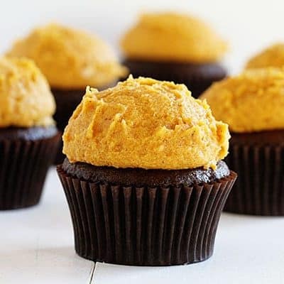 The Perfect Chocolate Cupcake with Pumpkin Spice Buttercream!