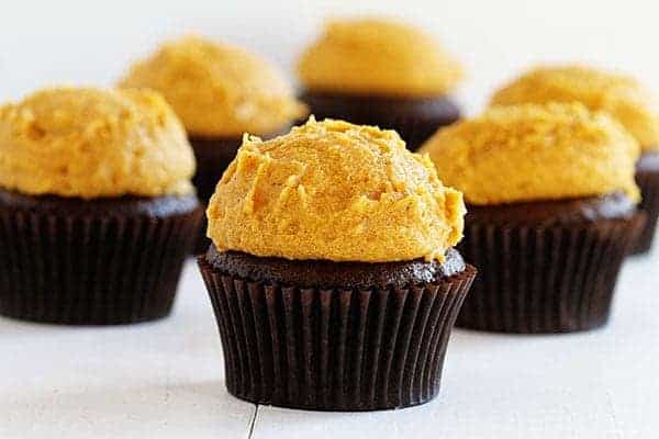 The Perfect Chocolate Cupcake with Pumpkin Spice Buttercream!