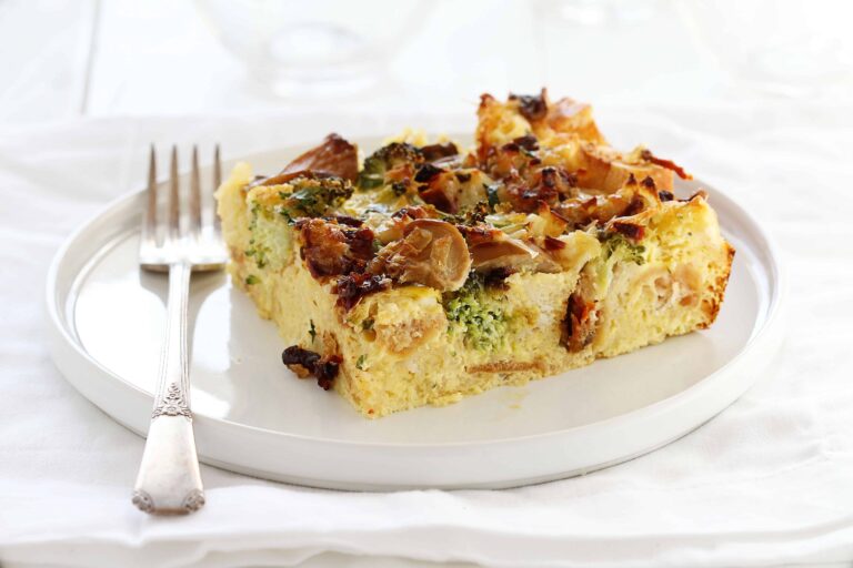 Breakfast Strata (Broccoli, Mushroom, and Cheese Egg Bake) i am baker