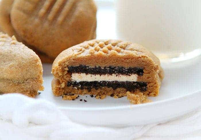 Peanut Butter Cookies stuffed with Peanut Butter Oreo's!