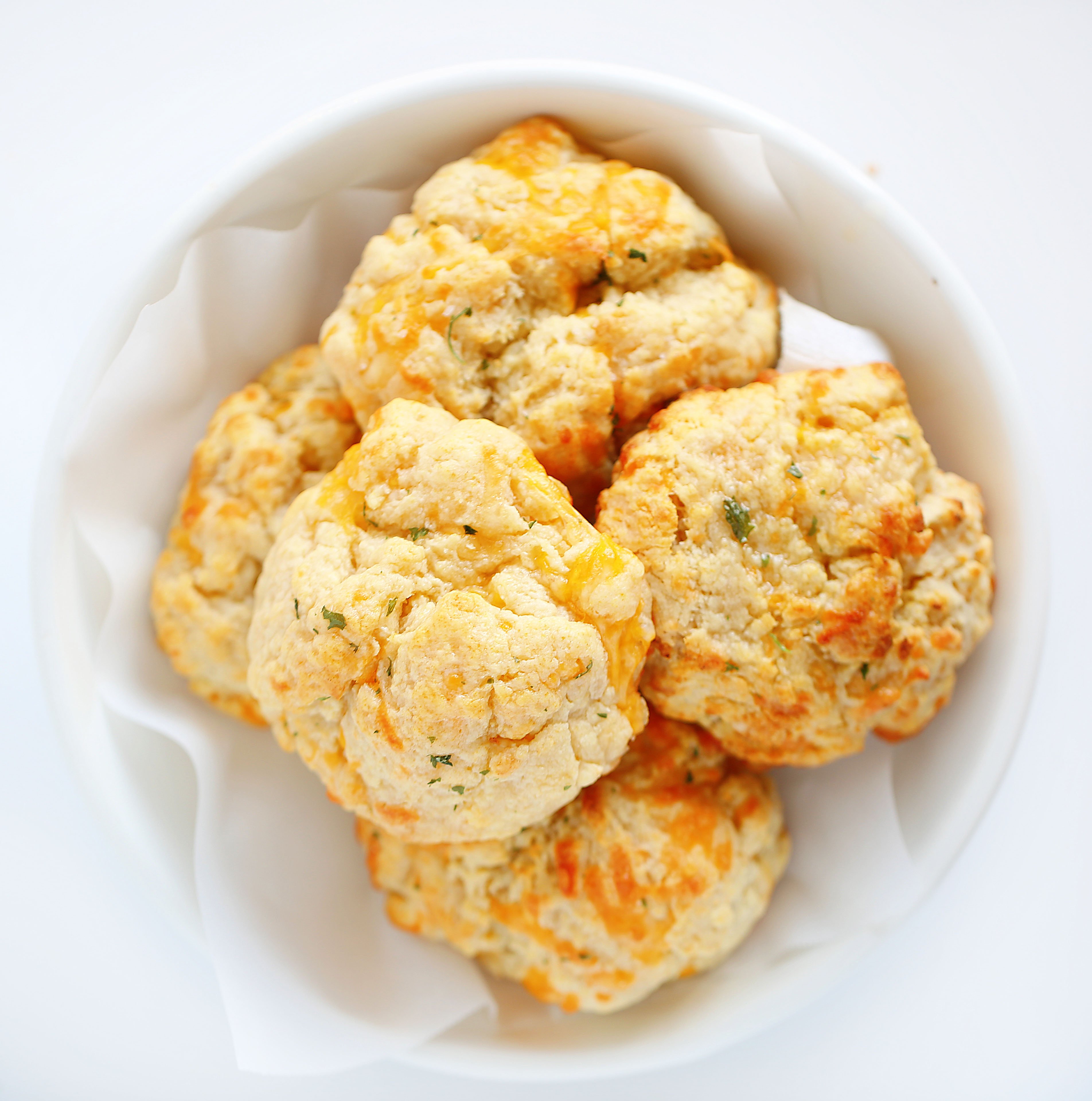 Overhead of Cheesy Garlic Biscuits