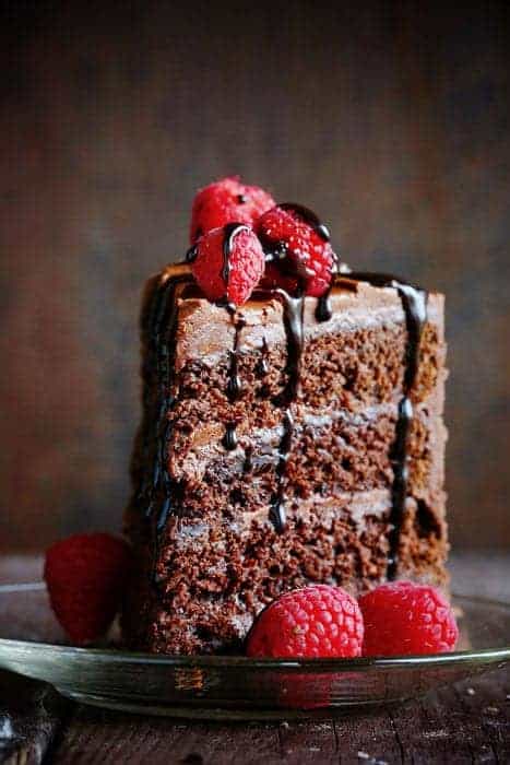 Chocolate Avocado Cake with Raspberries