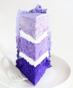 Purple Ombre Messy Ruffle Cake - i am baker