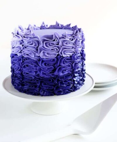 Messy Ruffle Cake Tutorial Purple Ombre Messy Ruffle Cake - i am baker