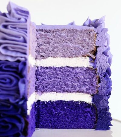 Messy Ruffle Cake Tutorial Purple Ombre Messy Ruffle Cake - i am baker