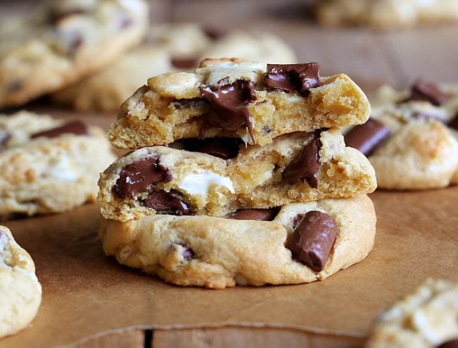 Soft Batch Cream Cheese Chocolate Chip Cookies - Sweet Little Bluebird