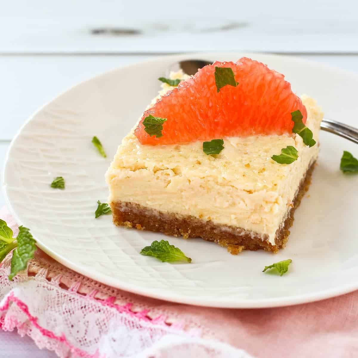 Easy Grapefruit Mint Cheesecake i am baker