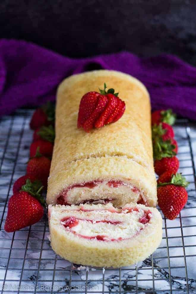 Strawberries and Cream Swiss Roll | i am baker