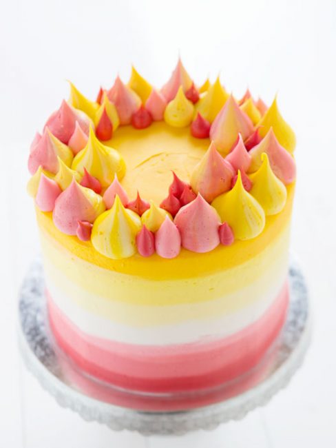 Pink & Yellow Buttercream Cake | i am baker