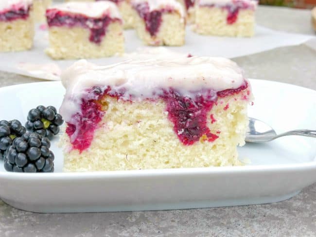 Blackberry and White Chocolate Poke Cake | i am baker