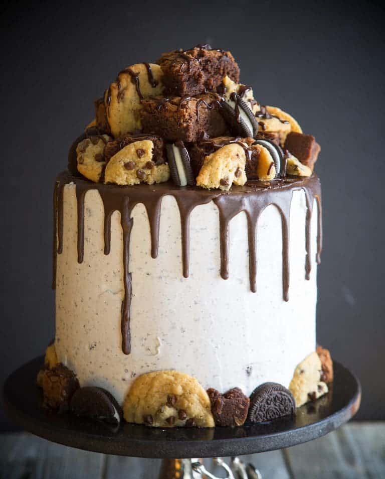 Ultimate Brownie Oreo Chocolate Chip Cookie Cake - i am baker