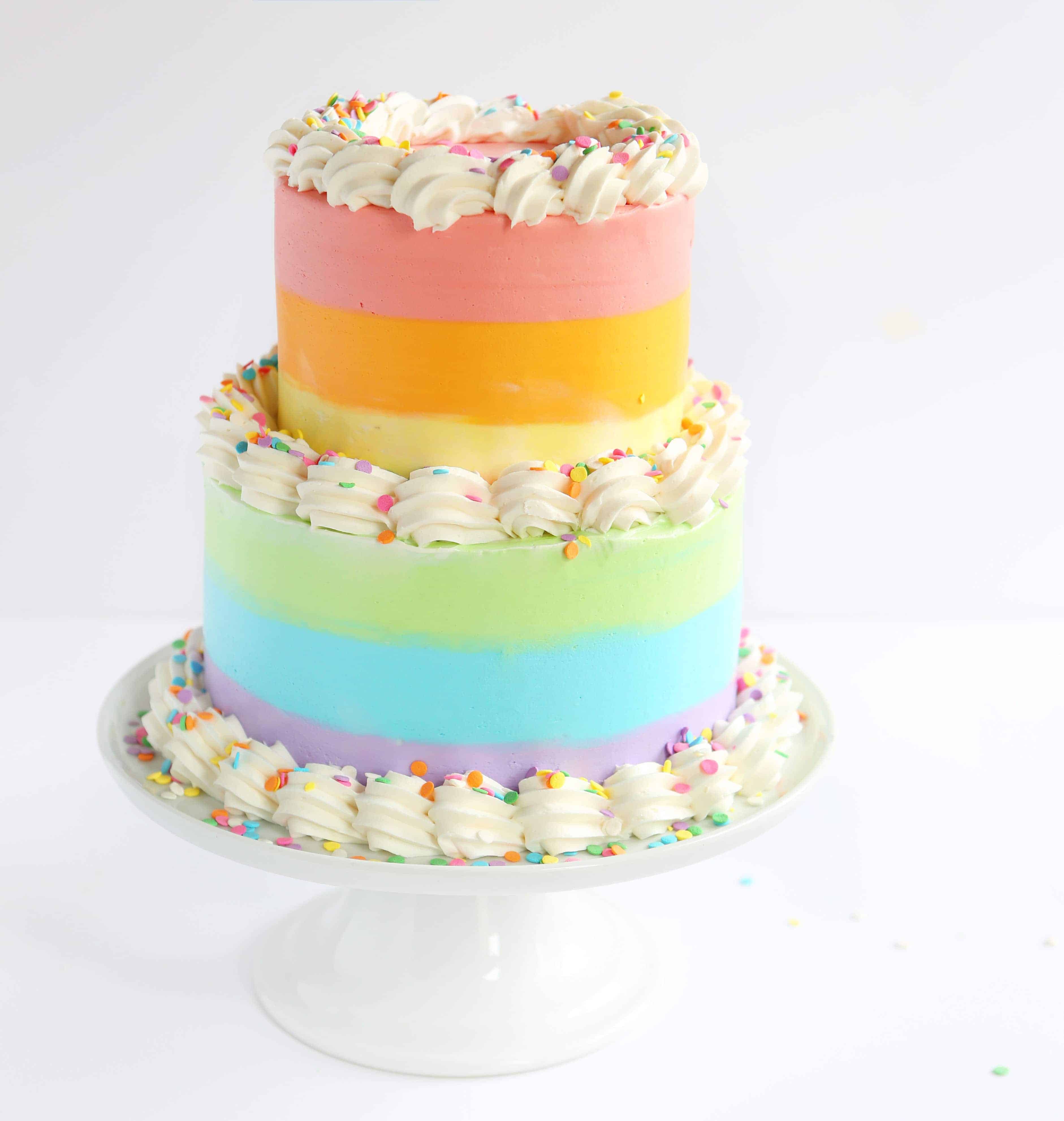 Rainbow Frosted Cake