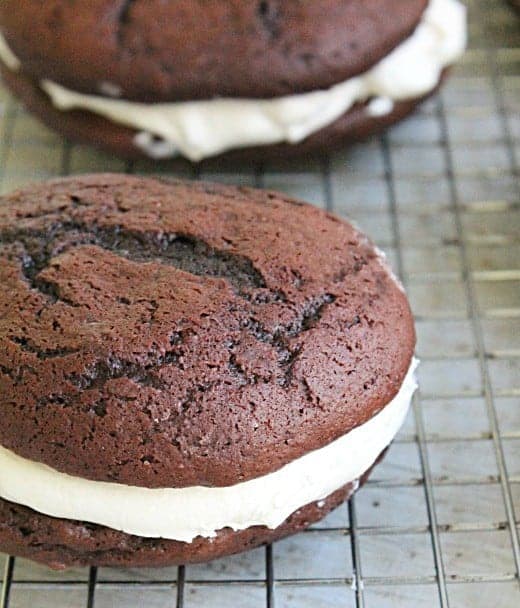 Chocolate Whoopie Pies with Marshmallow Filling | i am baker
