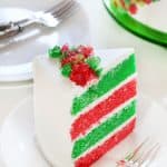 Red and Green and lots of CANDY make this one of the most festive Holiday cakes you will ever see!