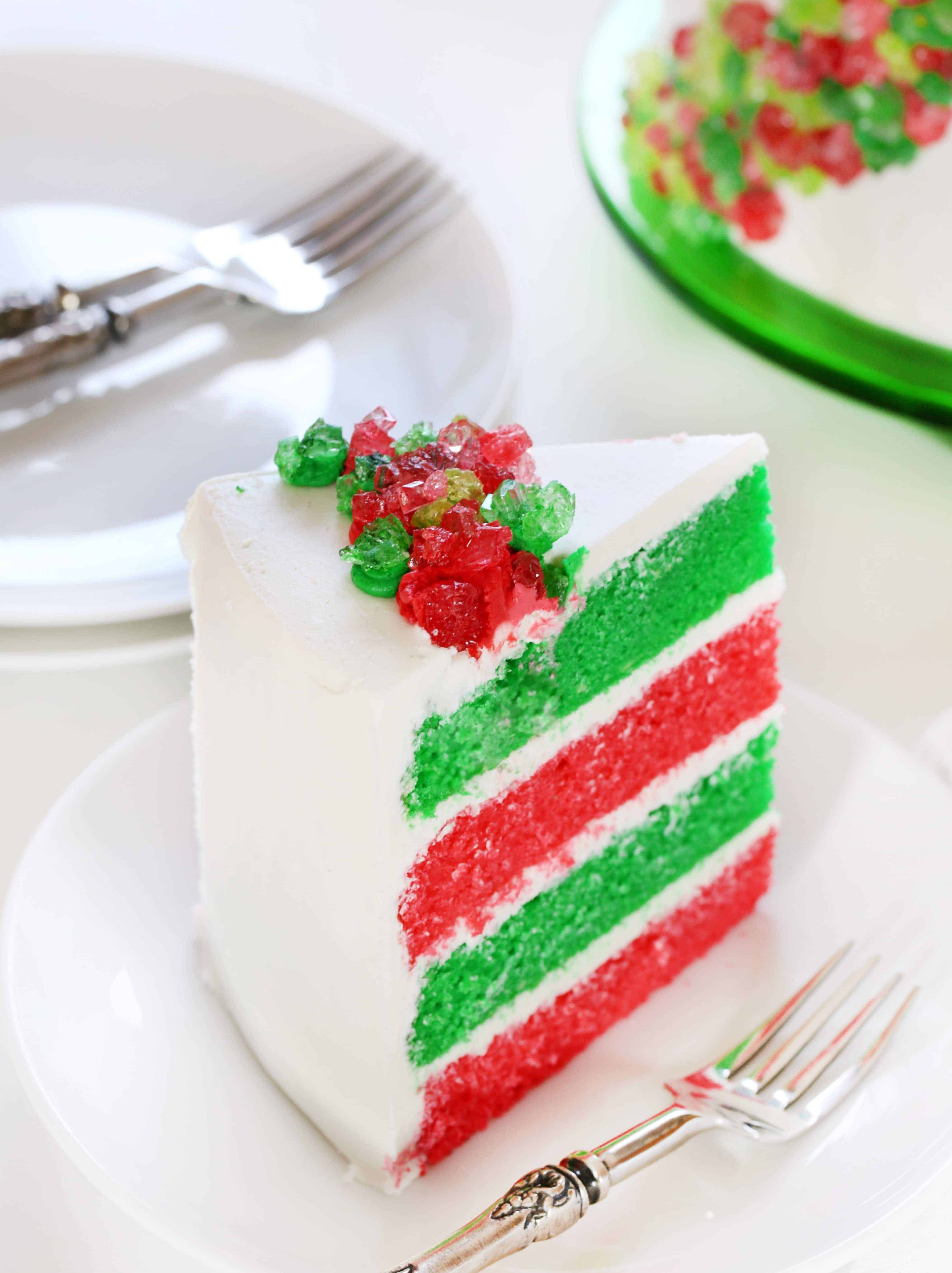 Red and Green and lots of CANDY make this one of the most festive Holiday cakes you will ever see!