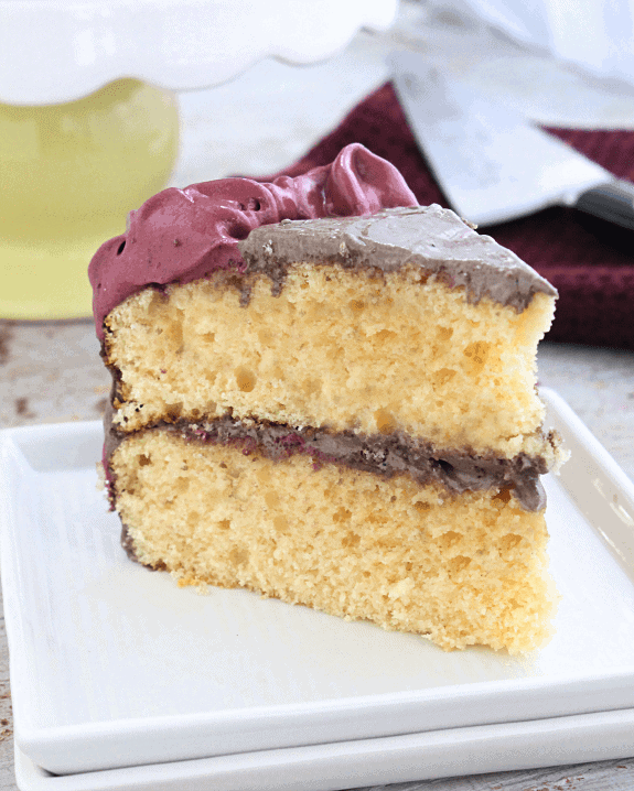 Vanilla Buttermilk Layer Cake with Fluffy Cocoa Frosting i am baker
