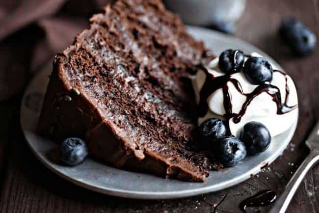 Chocolate Cake on a Plate.