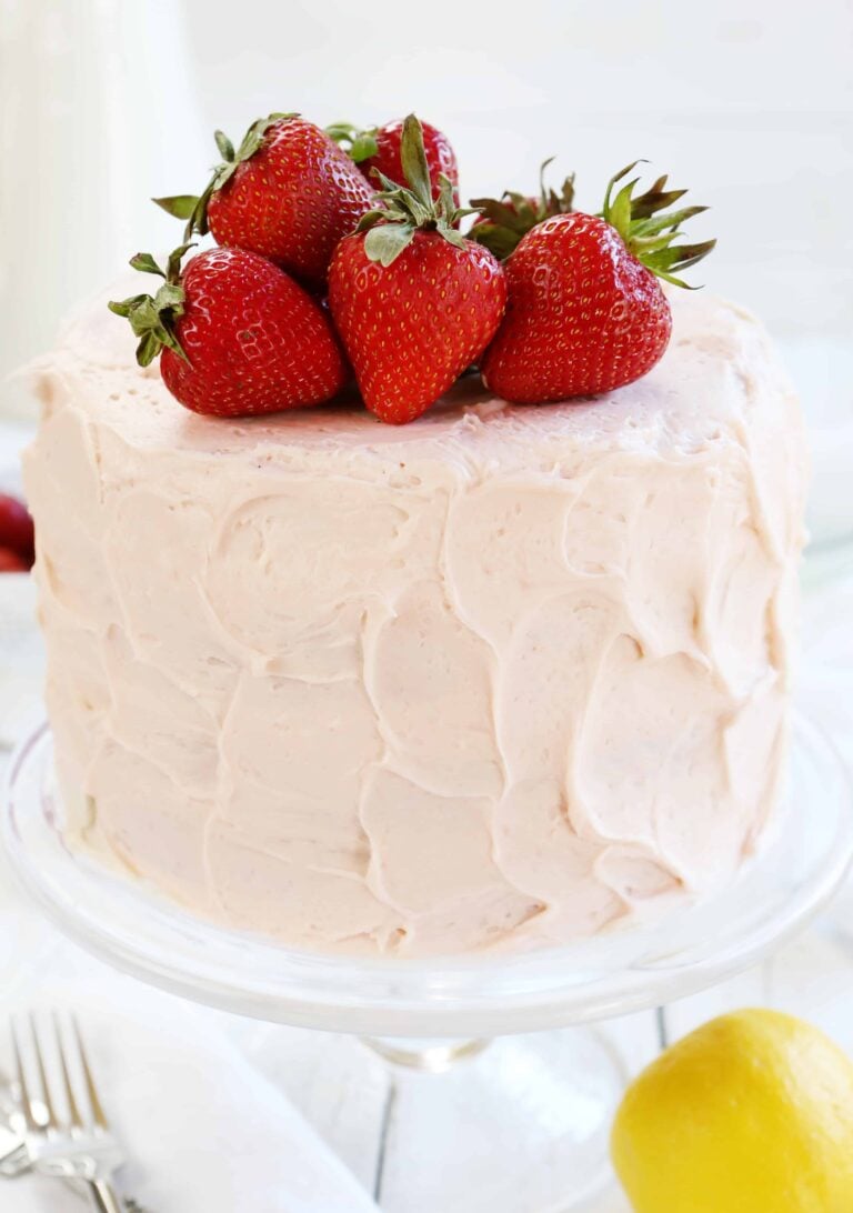 Lemon Cake with Strawberry Buttercream - i am baker