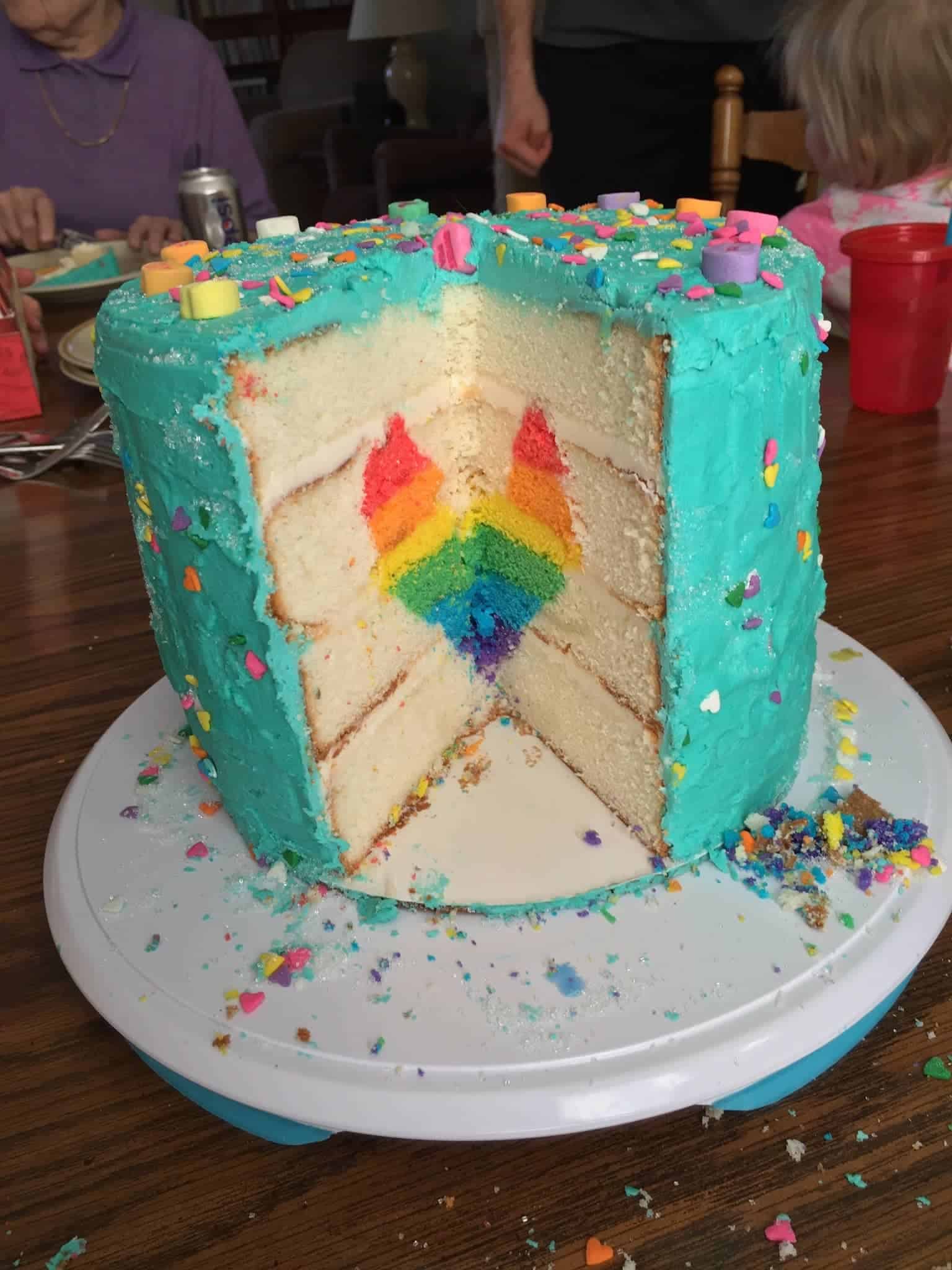 Rainbow Heart Surprise Cake | i am baker
