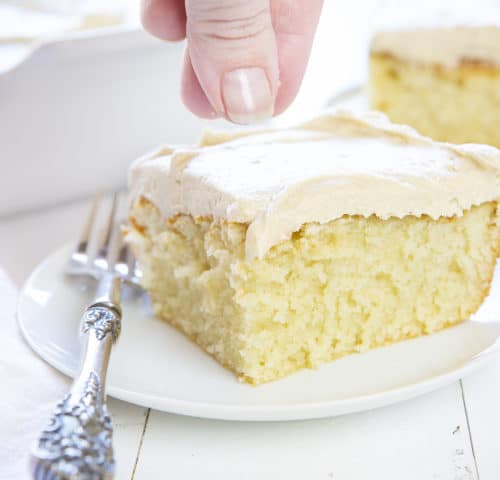 Snack Cake with Salted Caramel Frosting {VIDEO} - i am baker