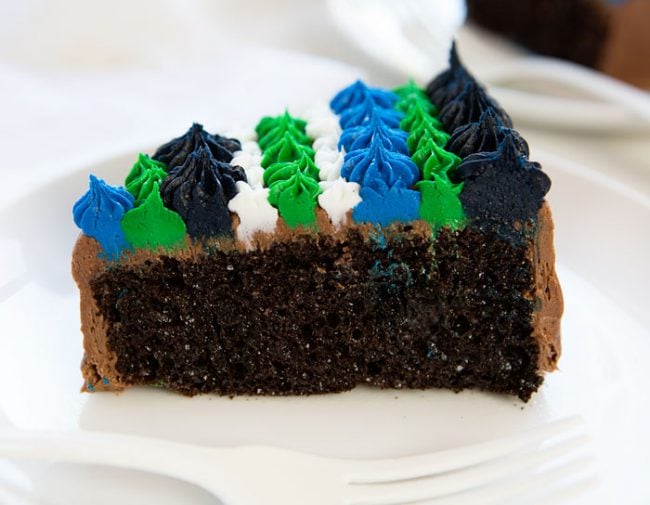  This slice of chocolate cake is part of the letter "D" in an Easy DAD cake! SO delicious!