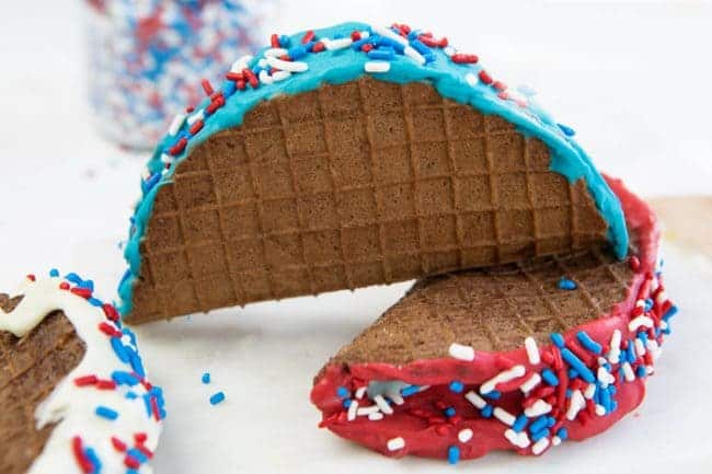 Chocolate tacos with red, white, and blue decorations for the holiday!