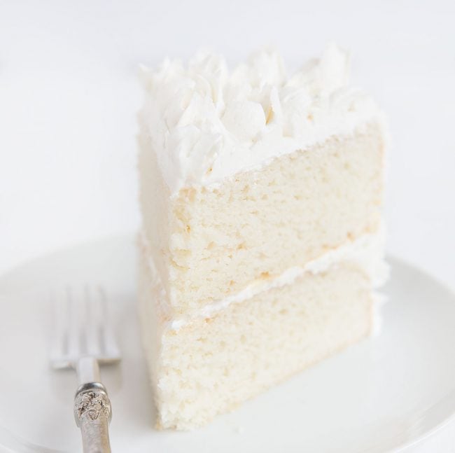 Slice of WASC cake! on white plate with fork