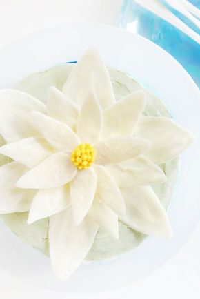 White chocolate water lily on a buttercream cake!