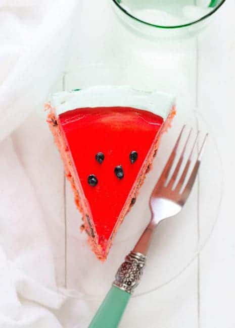 Slice of buttercream watermelon cake!