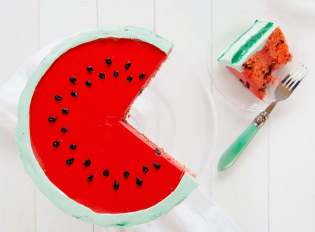 A watermelon cake inside and out!