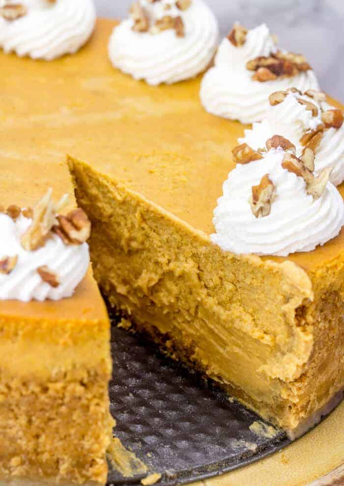 Pumpkin Cheesecake with One Piece Missing